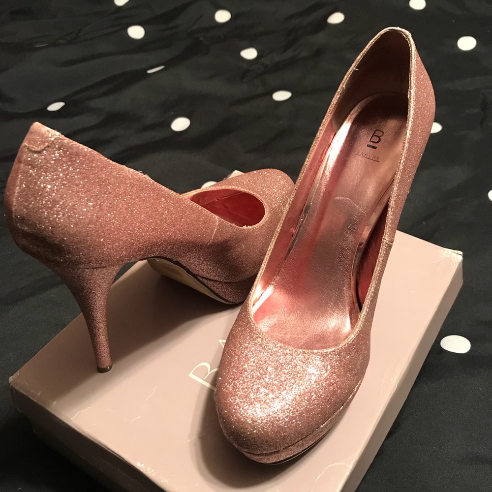 Bakers pink glitter heels
